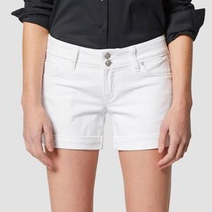 Hudson Croxley mid thigh white jean shorts